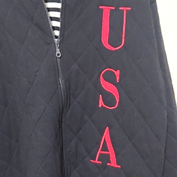 Vintage Chaus USA Blue Quilted  100% Cotton Dolman Zip Up Jacket Large HTF EUC - Picture 2 of 12